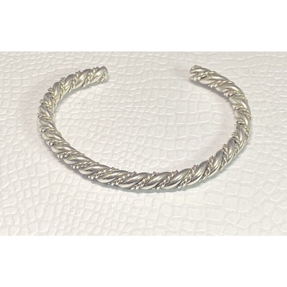 Vintage Navajo Sterling Silver Cuff Bracelet Twisted Braided Native American